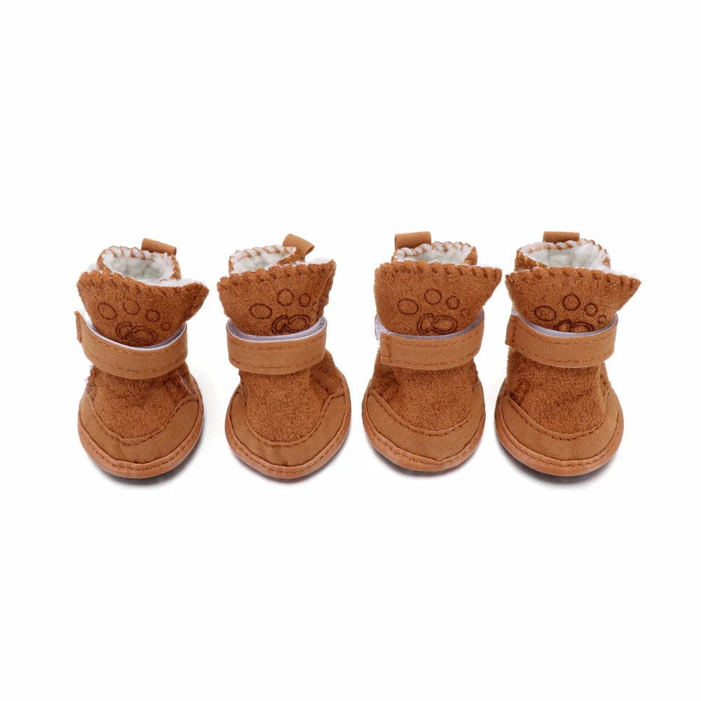 4Pcs/Set Hot Thick Cotton Boots Non-Slip Puppy Boots Pet Winter Shoes Dog Warm Shoes