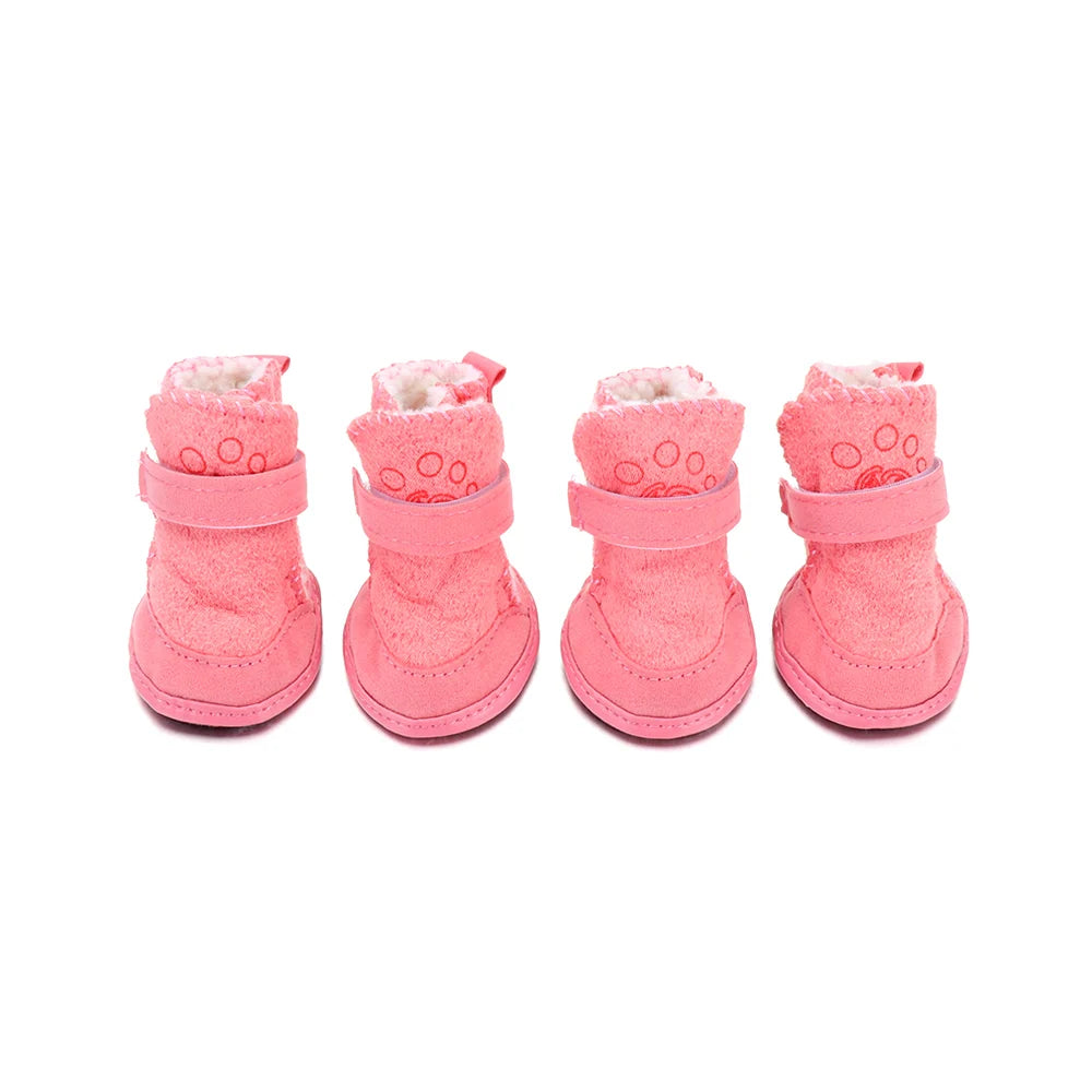 4Pcs/Set Hot Thick Cotton Boots Non-Slip Puppy Boots Pet Winter Shoes Dog Warm Shoes