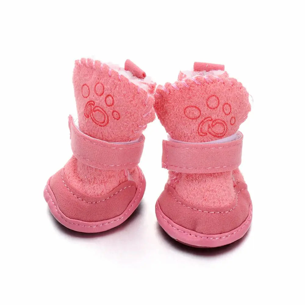 4Pcs/Set Hot Thick Cotton Boots Non-Slip Puppy Boots Pet Winter Shoes Dog Warm Shoes